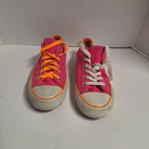 Converse Pink Sneakers with Orange and White Laces Unisex Sneakers